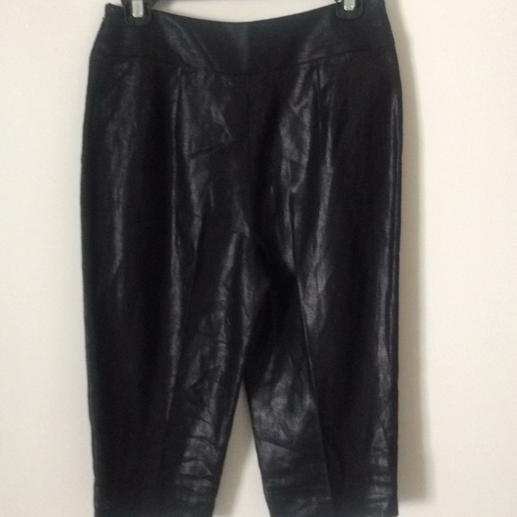 Longchamp black high rise crop coated linen pants - Picture 3 of 7